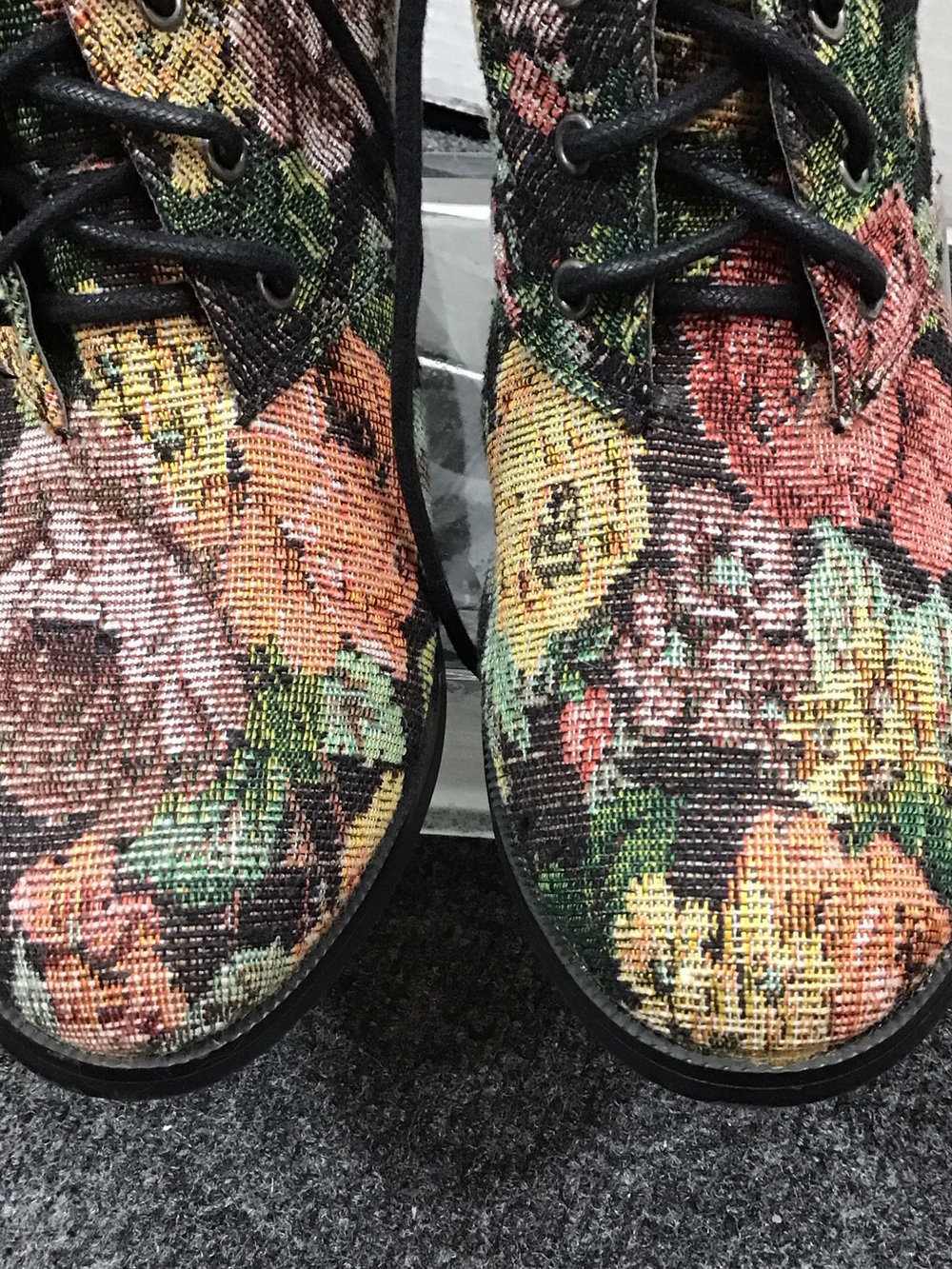 Diba Dixie Floral Lace-Up Ankle Boots in Multicolor Tapestry 8.5 - Picture 5 of 12